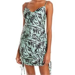 WAYF Leola Ruched Zebra Camisole Slip Dress Size XS